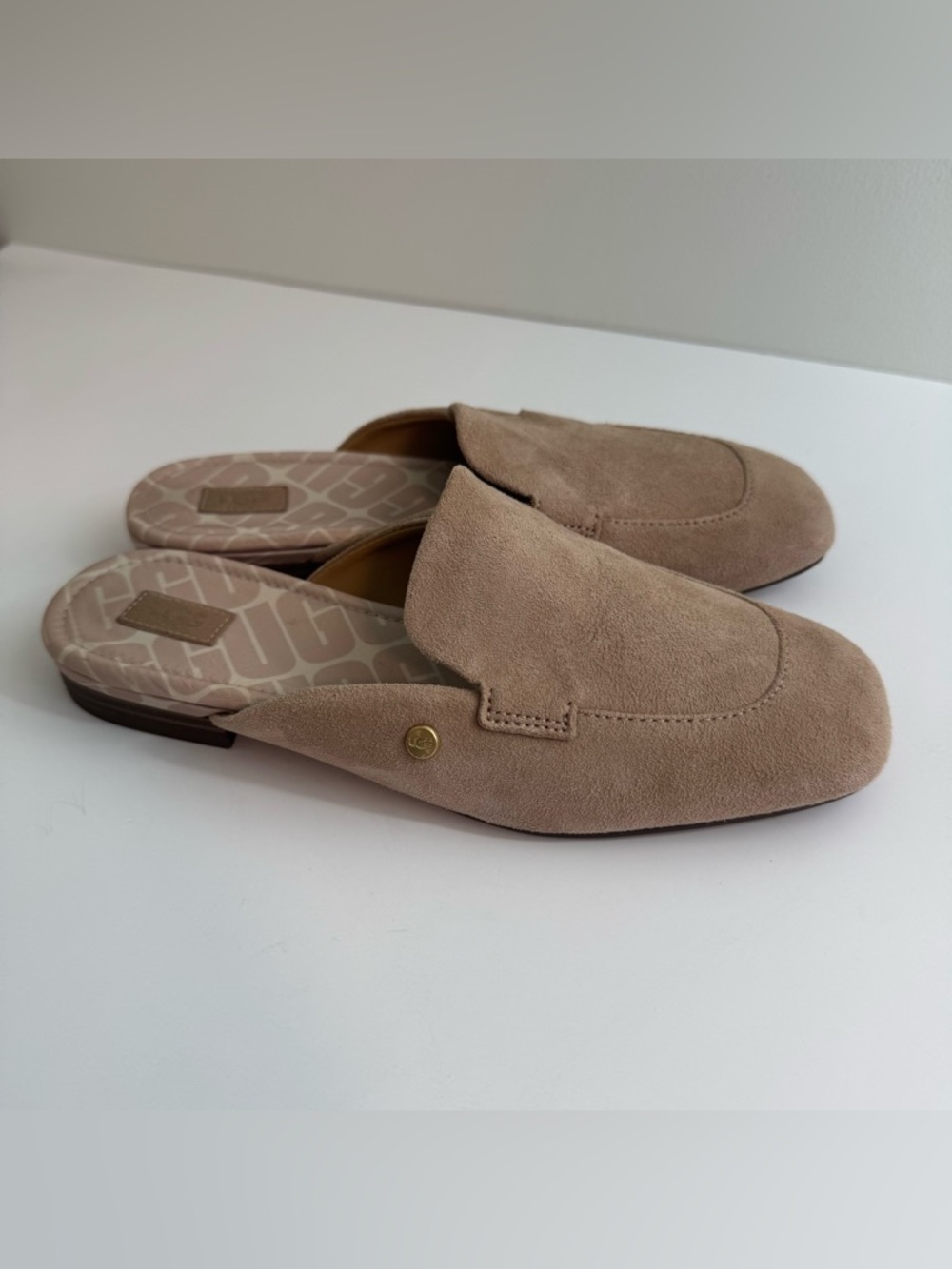 UGG Janaya Blush Tan Suede Slip on Mule Clogs 6 Classic Timeless Sophisticated